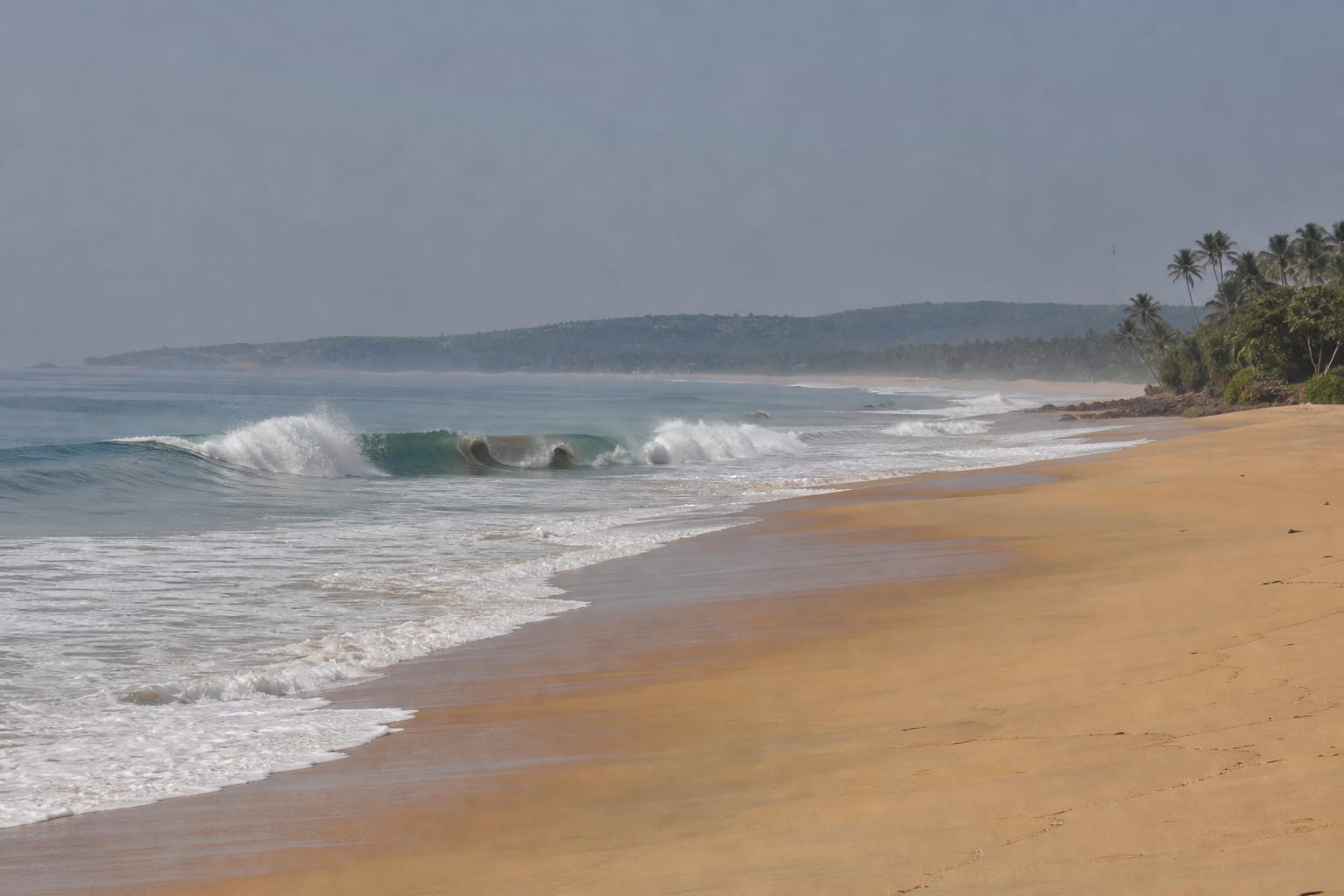 A long sandy point break on Sri Lanka's east coast at Arugam Bay